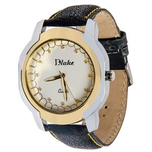 Quartz Round Analog White::Gold  Watch