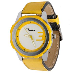 Quartz Round Analog White::Yellow Watch